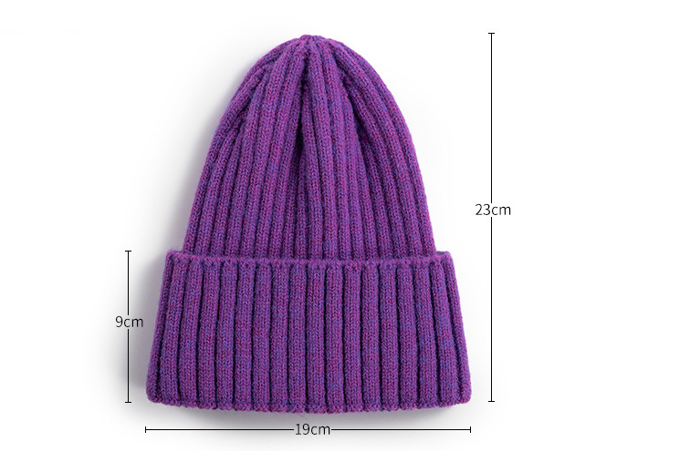 Autumn Winter Knitted Hat For Women'S Fashion Cotton Cashmere Warm Wool Hat Solid Color Ruffled Pullover Hat Doba